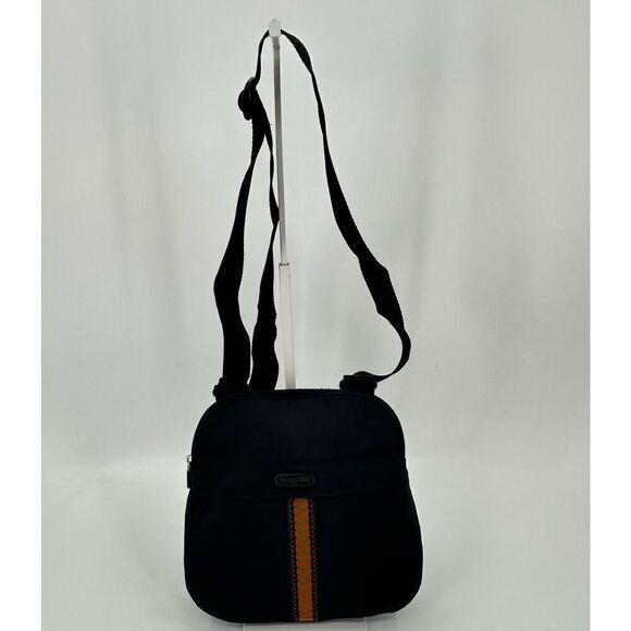 Baggallini Special Edition Get Away Crossbody Black Orange Trim Round Nylon EUC - Picture 6 of 11
